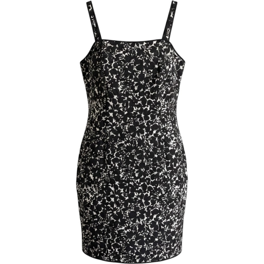 Ann‎ Taylor Petites Black White Floral Cotton Sheath Dress 2P Sleeveless  VTG